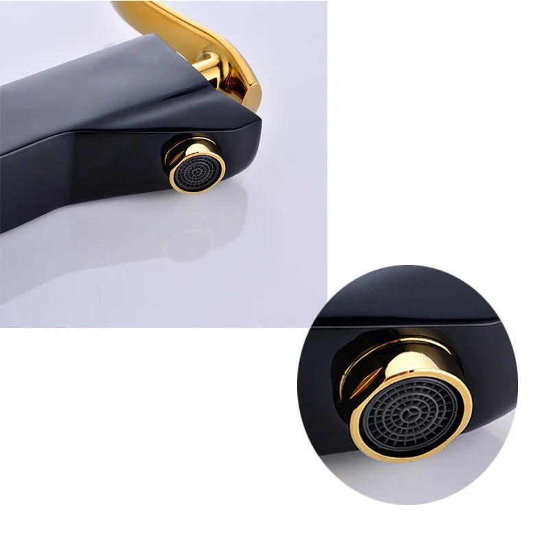 Новый дизайн живопись смесители для раковины на бортике кран с золотой ручкой