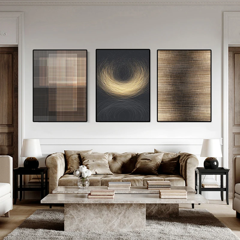 

Geometric Black Gold Abstract Lines Canvas Painting Modern Style Poster Prints Living Room Wall Art Bedroom Home Decor Pictures