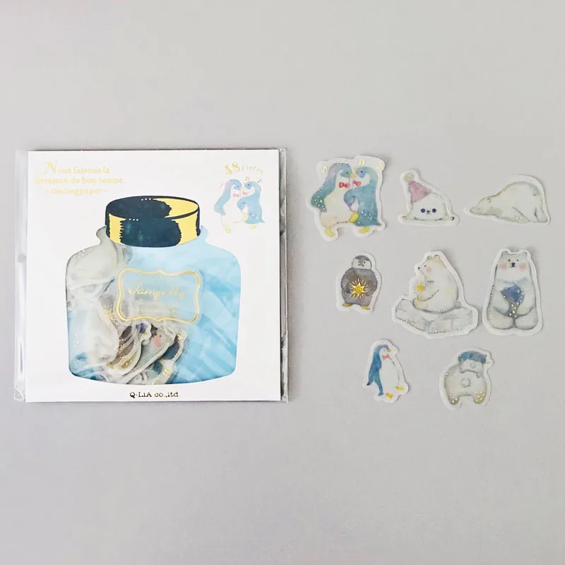 

48 Sheets /Pack Golden Stamping Penguin and Polar Bear DIY Decorative Stickers Diary Phone Bottle Decoration