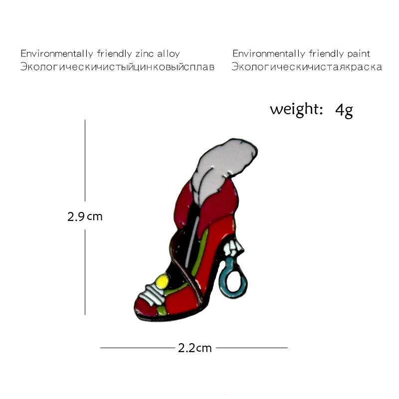 Брошь на высоком каблуке с эмалью и перьями | Украшения аксессуары