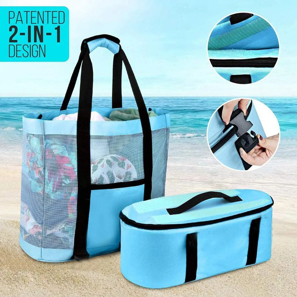 

High Capacity Women Mesh Transparent Bag Double-layer Heat Preservation Large Picnic Beach Bags Tote Office Lunch Snacks Bag