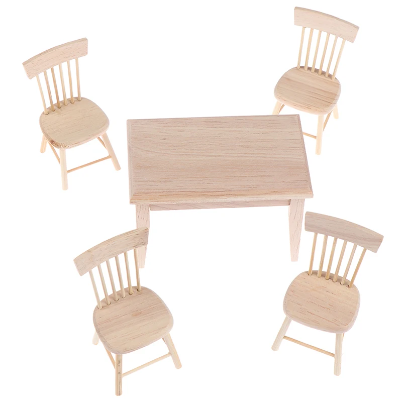 

1Set Dining Table Chair Model 1:12 Dollhouse Miniature Wooden Furniture Toy Set High Quality