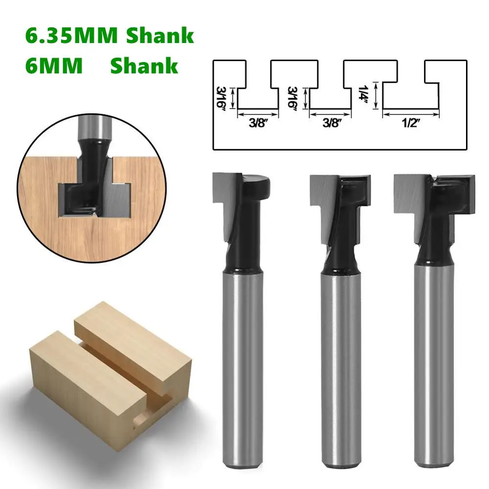 

1PC1/4" or 6mm Shank Milling Cutter for Wood Woodworking T-Slot Cutter Router Bit Set Hex Bolt Key Hole Bits T Slotting