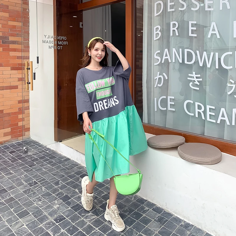 Цин MO размера плюс женские пуловеры платье 2021 для женщин из кусков Цвет Платье