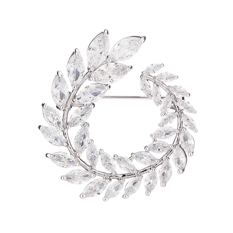 

Fengxiaoling Fashion Luxury Zircon Leaf Brooch Office/career Female High Quality Olive Branch Brooches For Women Fashion Jewelry