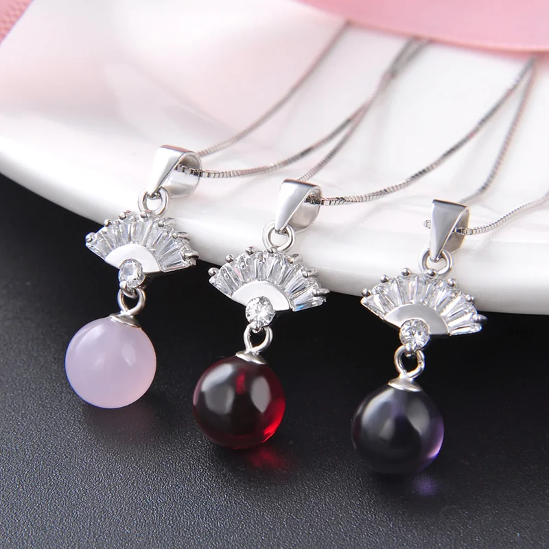 

Korea east gate small fresh pendant s925 pure silver crystal necklace women fashion chain zirconium jewelry wholesale