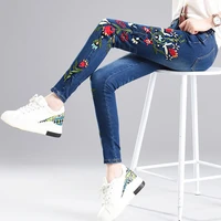 skinny embroidered floral denim pants womens high waist skinny pant jeans casual korean high quality ankle cowboy pencil pants
