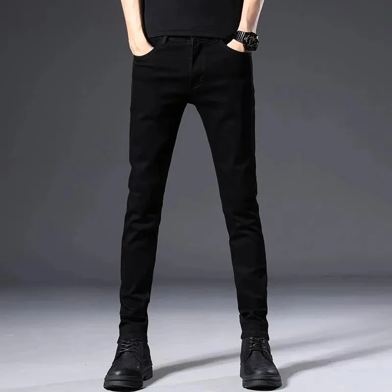 2022 Spring and Autumn New Men's Fashion Casual Pure Color Jeans Classic Stretch Slim Men's Cotton High Quality Jeans 28-36