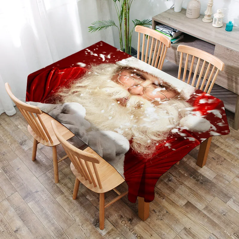 

Christmas Decoration Tablecloth Cartoon Elk Pattern New Year Table Cloth Digital printing Waterproof Rectangular Table Cover