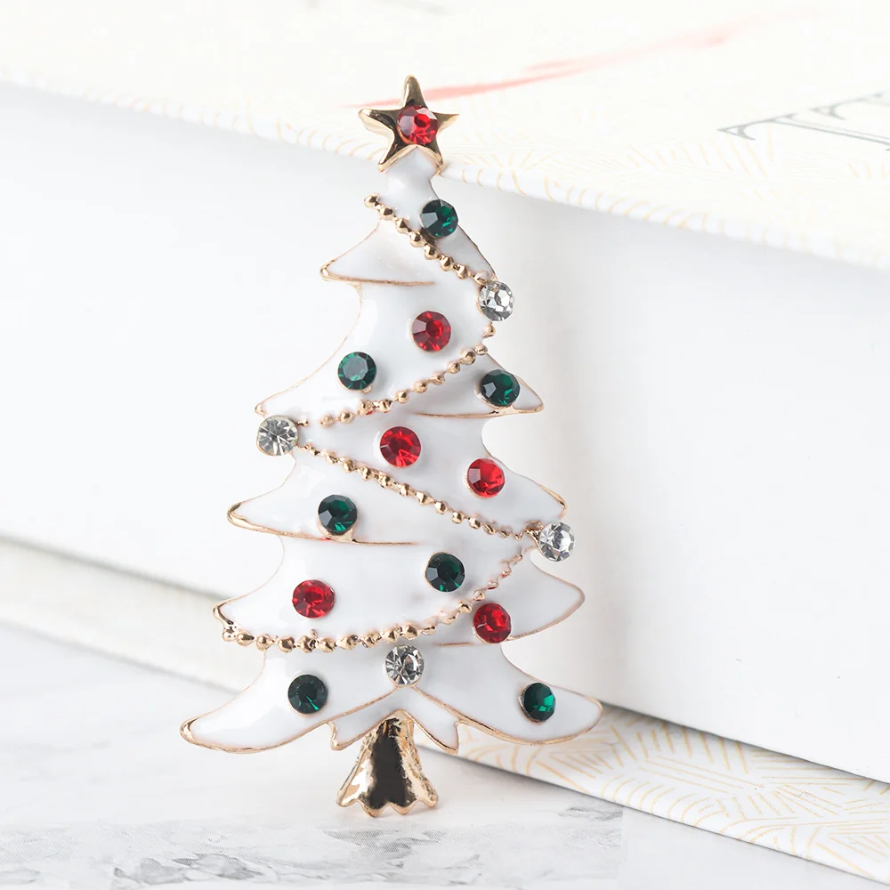 Милая Рождественская елка брошь на воротник разноцветные стразы для женщин и