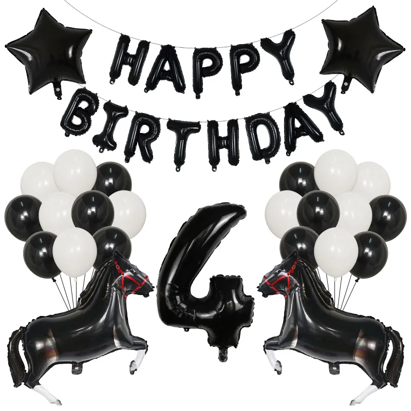 

38pcs Large White Horse Foil Balloons Huge Birthday Party Decoration Number Balloon Cowboy Animal Baby Shower Farm Helium Globo
