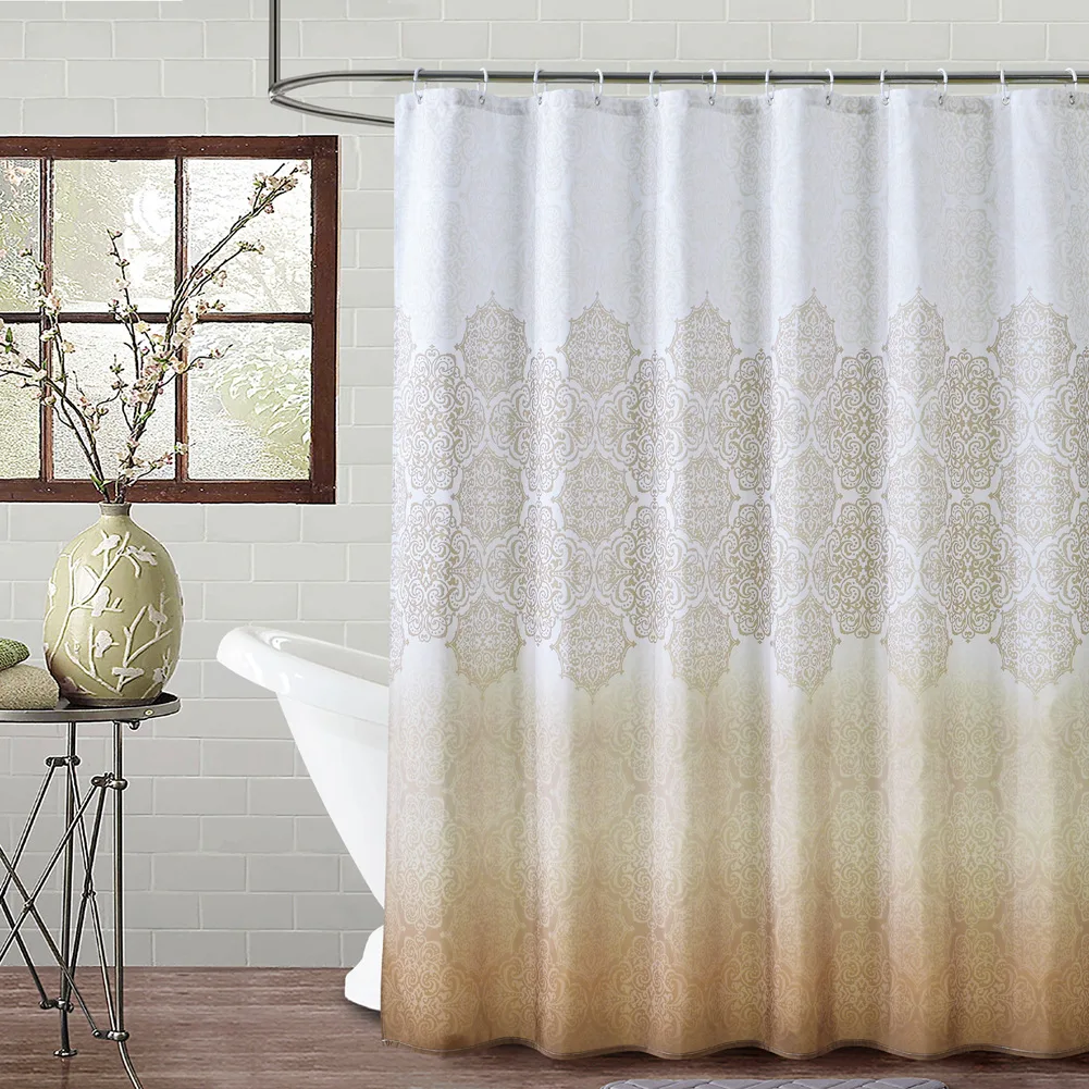 

European Palace Flowers Shower Curtain Household Thickened Polyester Bathroom Curtain Waterproof Toilet Printed Partition Fabric