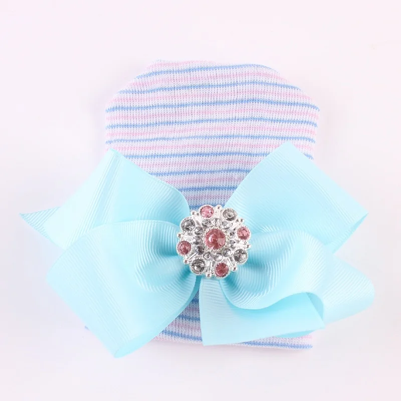 Шапка для новорожденных новый цвет с бантом женская детская трикотажная шапка