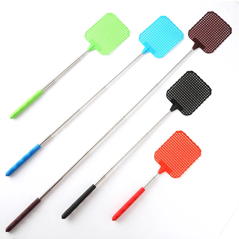 1 шт случайный цвет выдвижная муха ваттер пластик гибкий простой узор мухобойка