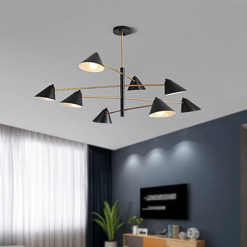 Черная люстра в стиле пост модерн для гостиной подвесной светильник спальни