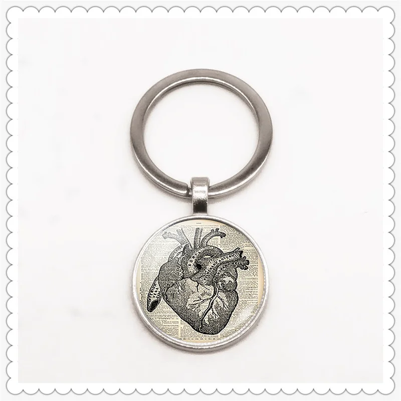 Медицинский сигнал сердцебиения Анатомия сердца шаблон брелок Стекло Ювелирные