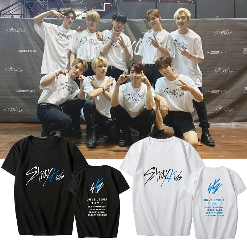 Kpop Stray Kids Unveil Tour Футболка женская 2019 новая стильная футболка женские модные
