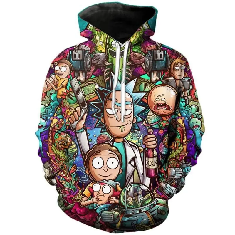

New Spring And Autumn Large Men'S And Women'S Hooded Sweatshirt, Color 3d Printing, Cartoon, Fun, Unisex Pullover, New Outerwear