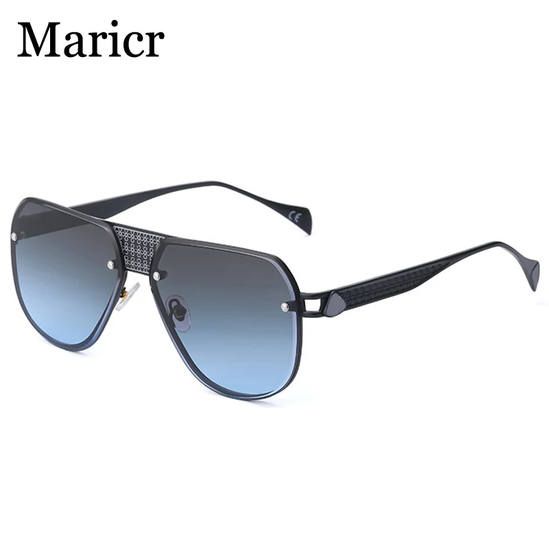 

Maricr GREY Oversized Sunglasses Mens Pilot Luxury Brand Designer Shades Big Large Bar Metal Frame UV400 Pilot Glasses Womens