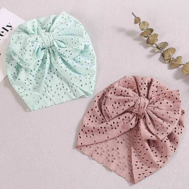 

Baby Caps Hollow Hat For Girls Turban Children's Beanie Infant Indian Cap Boy Bows Cute Hats Newborn Photography Props Bonnet