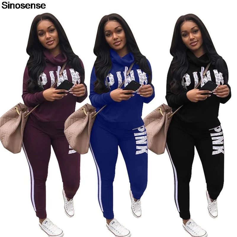 Новая осенне зимняя спортивная одежда спортивный костюм 2020 розовая с буквенным