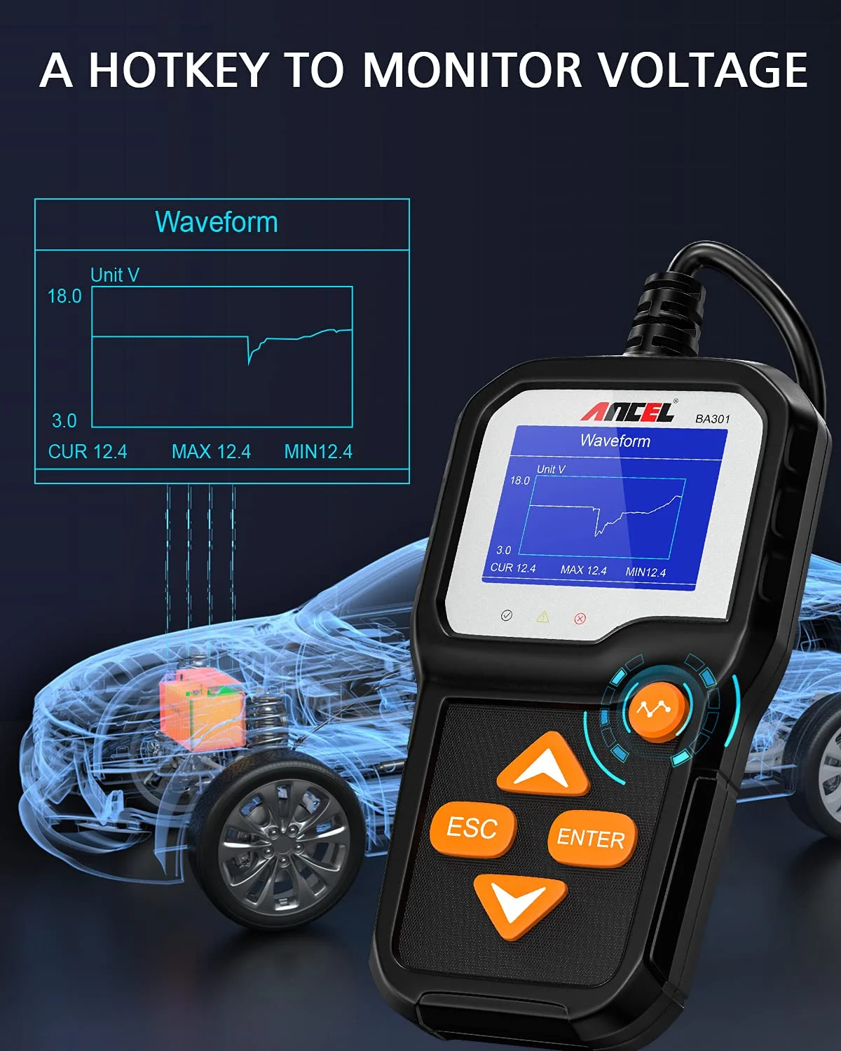 ANCEL BA301 6 В 12 автомобильный тестер нагрузки аккумулятора мотоцикла Анализатор