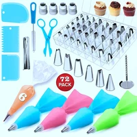 72pcs cake decorating supplies sets with icing tips pastry bags smoother nozzles coupler diy baking tools