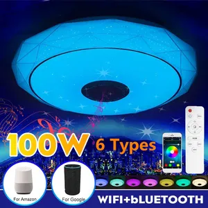 Умный потолочный светодиодный светильник с Wi-Fi, 6 типов, RGB музыкальная лампа с регулируемой яркостью, с bluetooth динамиком, дистанционным управ...