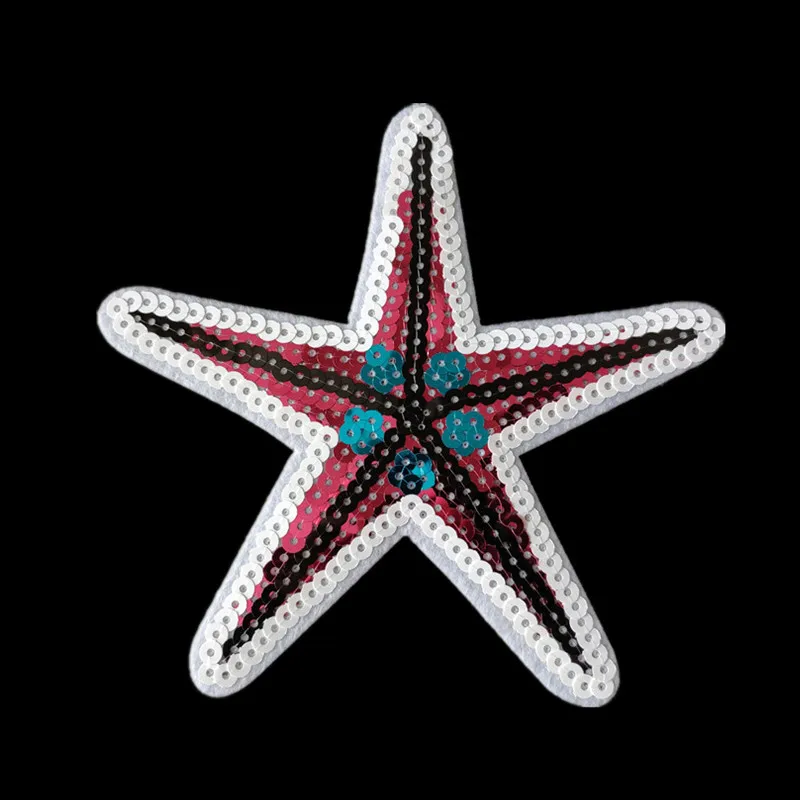 

Fashion Patch Clothes Stickers Five-pointed Star Sequins Biker Badge Sewing On Patches For Clothing Strange Things Christmas