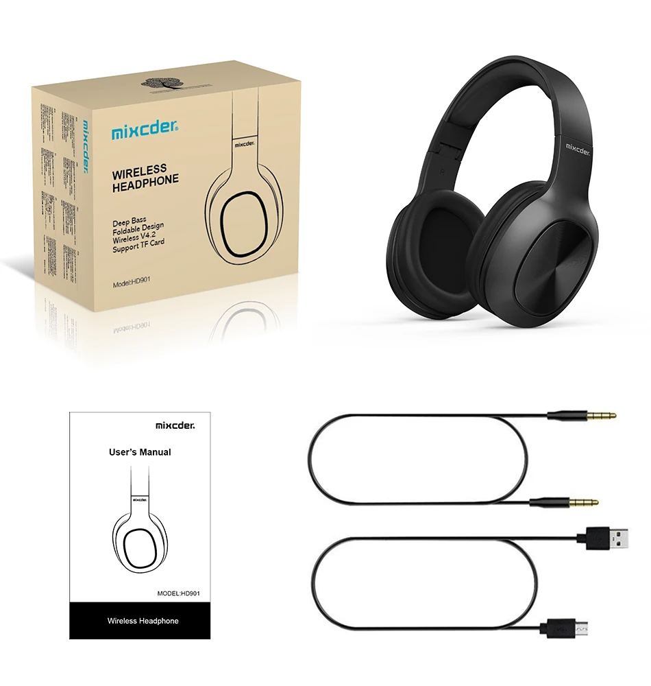 Mixcder HD901: полноразмерные беспроводные блютуз наушники с микрофоном и поддержкой
