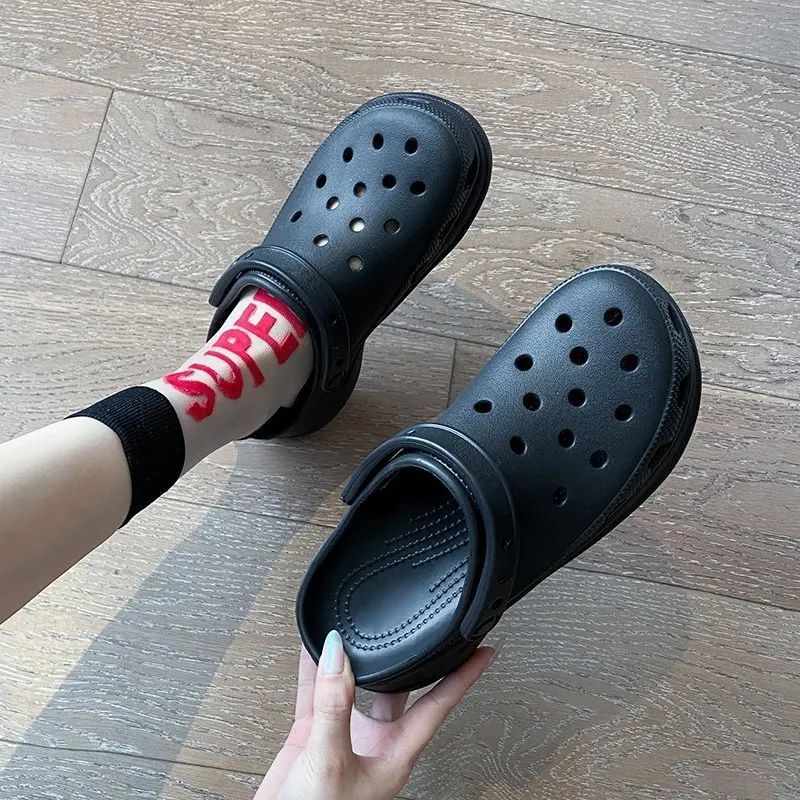 

Fashion 7 CM High Heel Wedge Platform Clogs Women Rainbow Print Height Increasing Slippers Mule Garden Clogs Women's Sandals