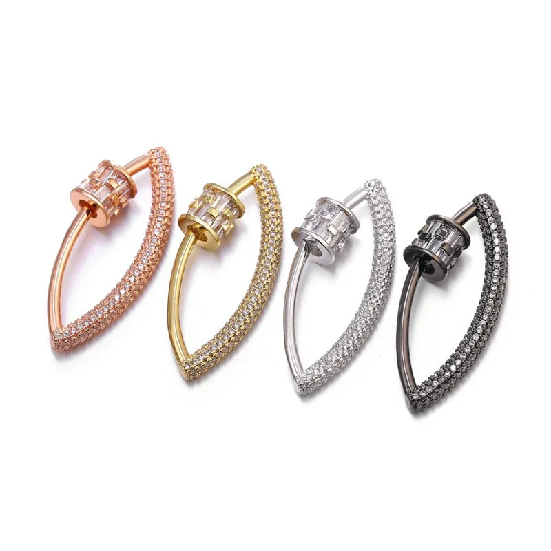 

3PCS, Oval shaped DIY Jewelry Zirconia Clasps Copper Connector Micro Pave CZ Lock Carabiner For Jewelry Making