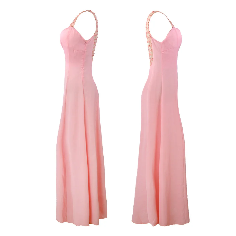 

Женское шифоновое платье-русалка, розовое вечернее платье на бретелях с глубоким V-образным вырезом, пошив на заказ, 2022