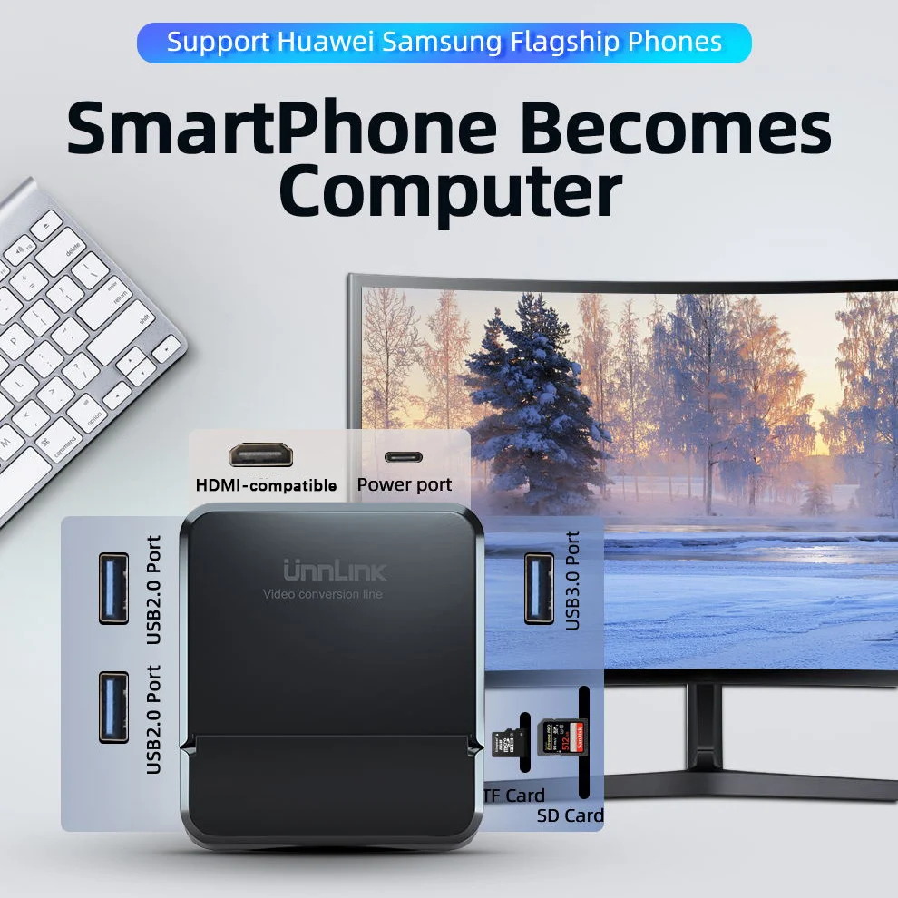 Док-станция Unnlink типа C 4K USB3.0 TF SD 15 Вт зарядка USB док-станция адаптер для S9 S10 S20 P20 P30