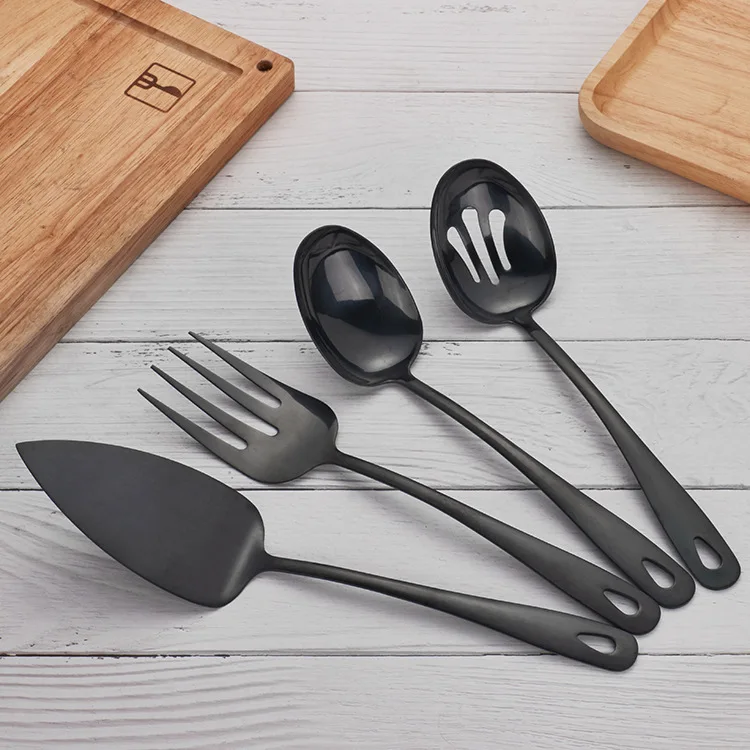 Золотой столовый костюм из нержавеющей стали 4 шт. вилка в западном стиле ложка