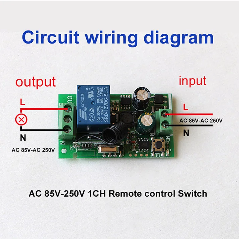 FUNDEAL 433MHz Universal Wireless RF Remote Control Switch AC 110V 220V 10A Relay Smart Switch Controller For Household Lighting images - 6