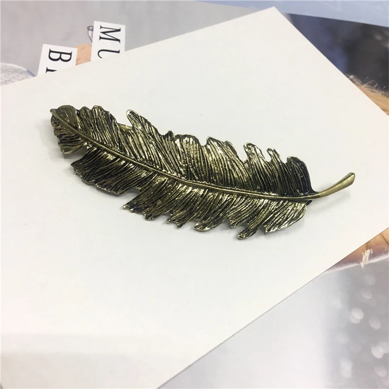 

Feather Woman For Hairpin Novelty Alloy Spring Side Clip Ponytail Solid Clip Hairpin Barrettes Hair Accessories