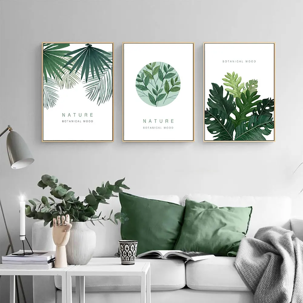 Monstera печать листьев Холст Картина растение плакат Северный лист холст зеленый