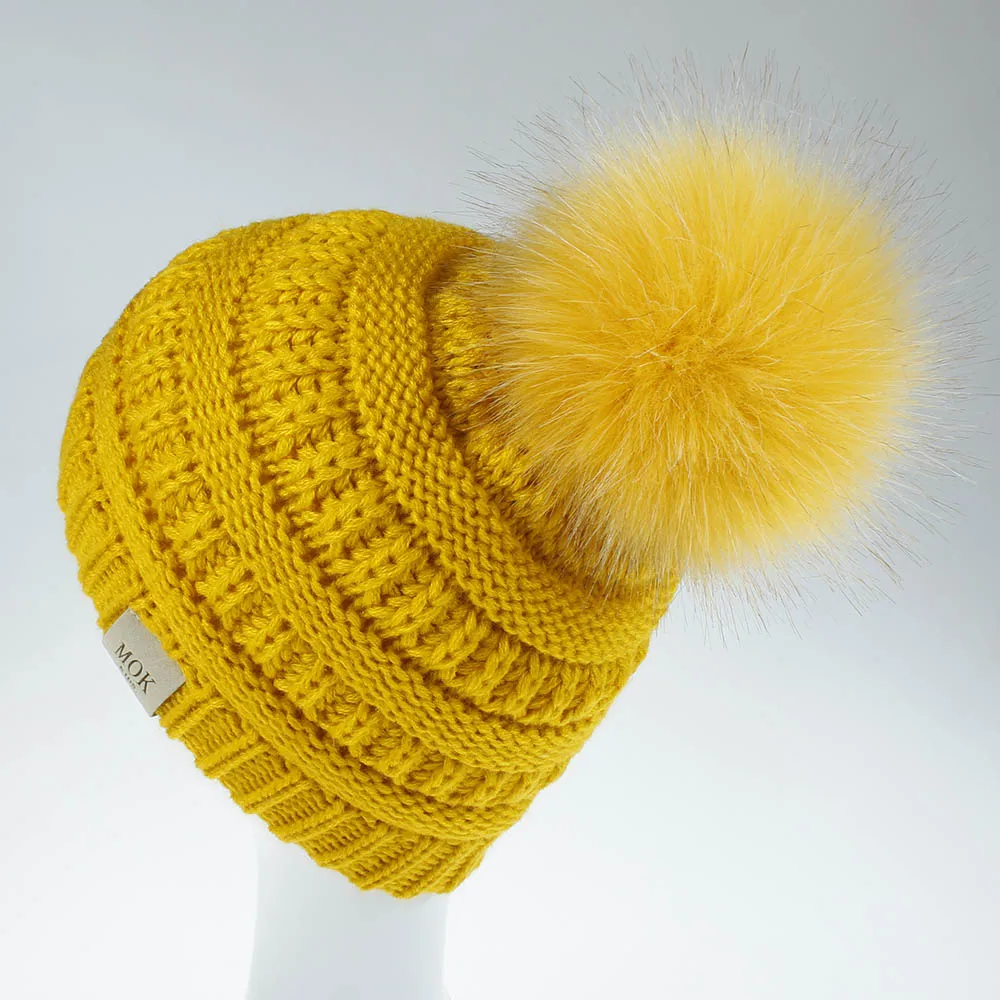 Winter warm hat kids Knitted caps girls Pom Pompom hats for baby boys soft beanie cap children H231S | Детская одежда и обувь