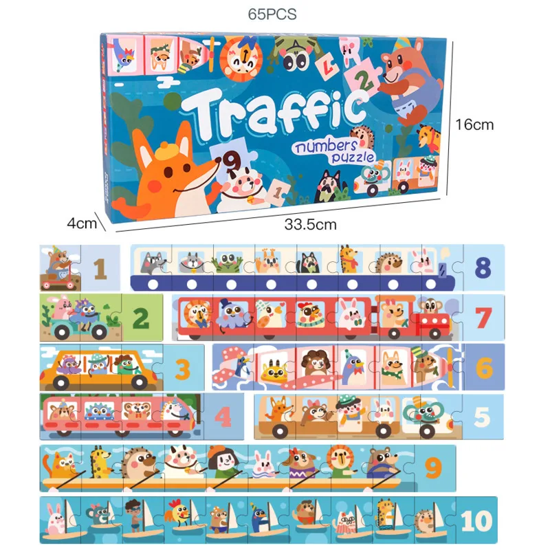 

Ladder Digital Cognitive Puzzle For Children's Early Education Digital Cognition Animal Traffic Puzzle 3-4-6 Years Old Toys