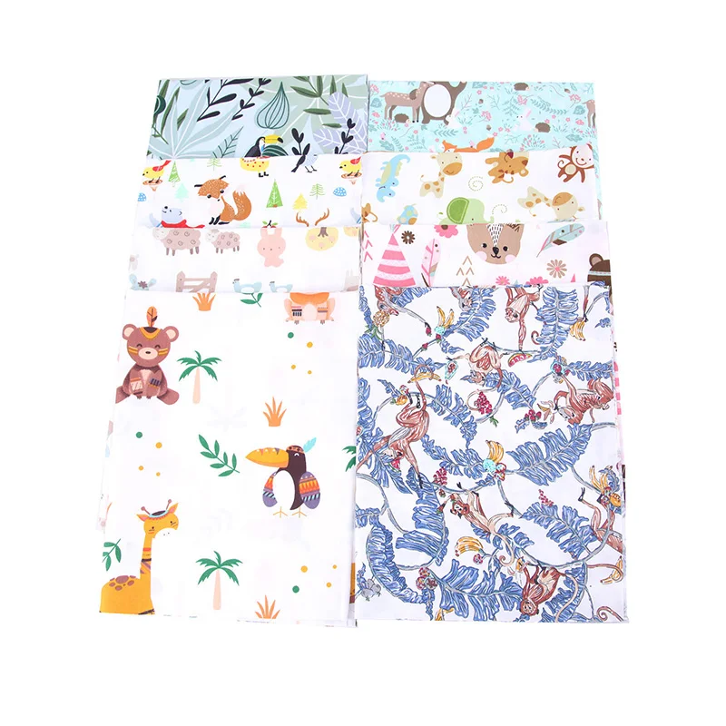 

8Pcs 50X40cm Twill Cartoon Printed Fabric for Sewing Accessories Tissue Telas DIY Handmade Doll Patchwork Floral Fabrics Set