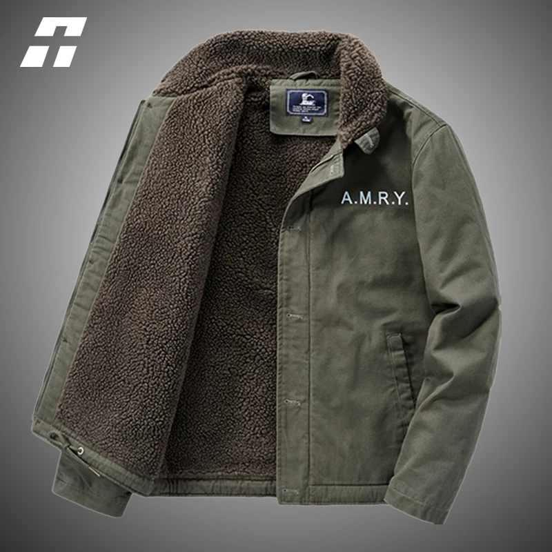 

Флисовая зимняя мужская куртка, теплая Толстая Повседневная куртка-бомбер, мужские пальто с меховым воротником, хлопковая Военная Тактичес...