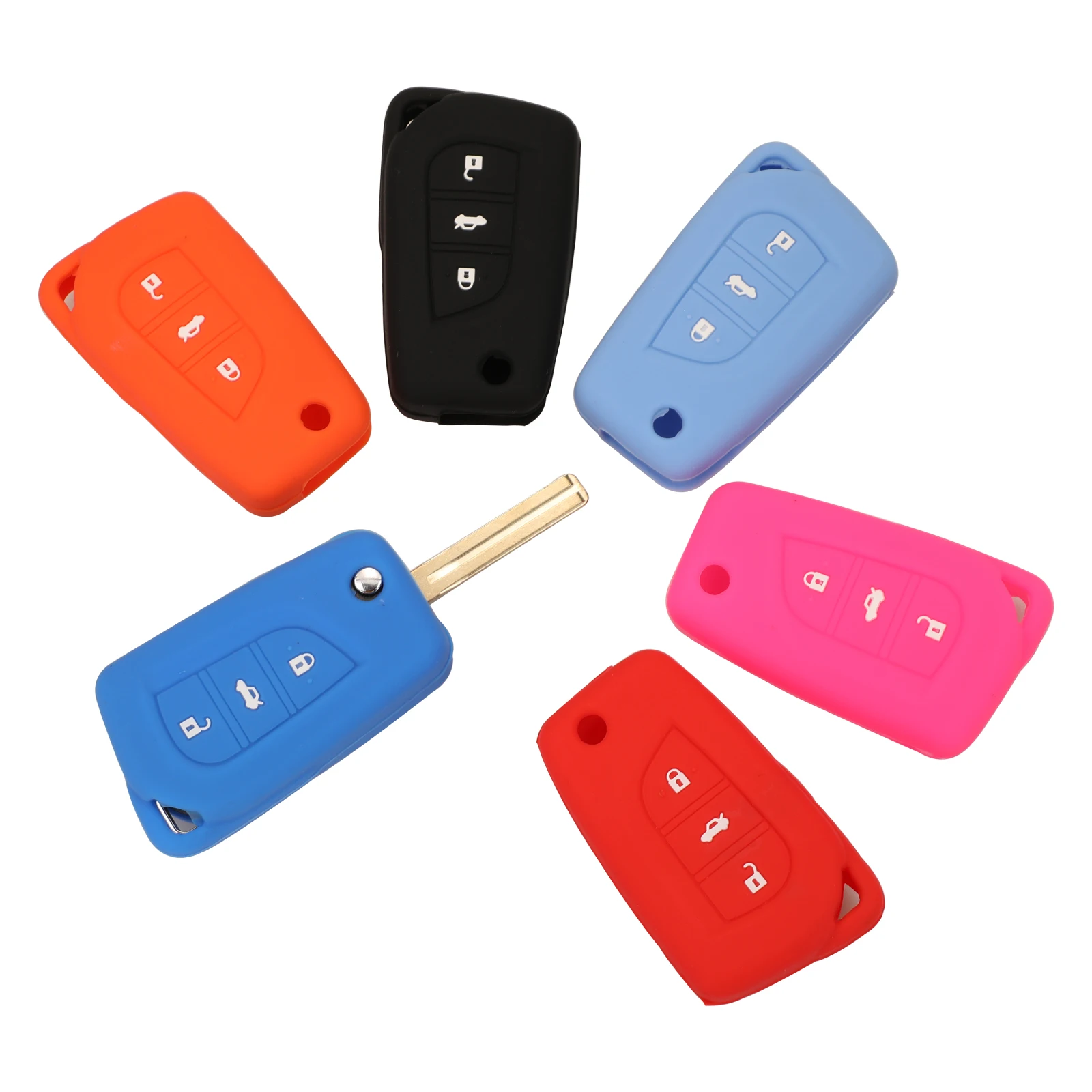

Jingyuqin 10 шт. для Toyota Camry Highlander Corolla Prado REIZ Crown RAV4 Fob 3BTN силиконовая резная защита