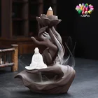 Бергамот мягко Керамическая ручная работа Будда ручной обратного потока благовония горелка с Буддой для домашнего офиса украшение лотоса подставка для ароматических палочек