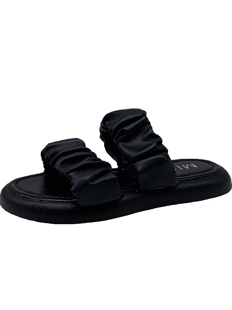 

Seaside Ladies Beach Slippers, Summer New Style Open-Toed Ruffled Flat-Bottomed Slippers, Soft Bottom, Comfortable And Non-Slip.