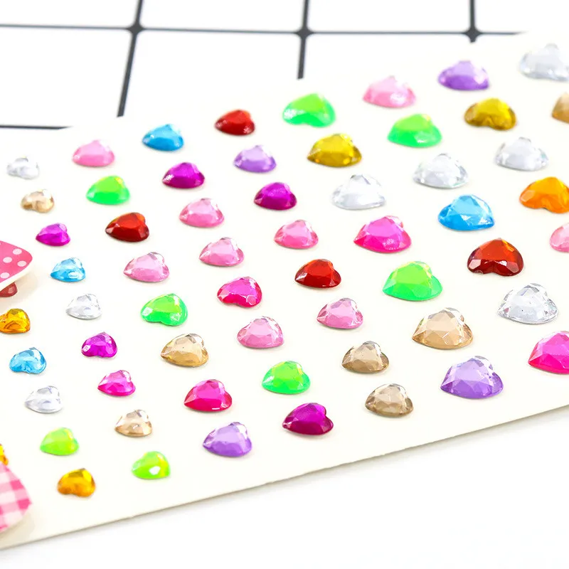 Акриловые наклейки с кристаллами для влюбленных разных размеров со стразами