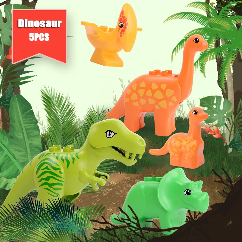 

2021 Big Size Animals Zoo Set Kits Building Blocks Toy Dinosaurs Whales Deer Sheep Dog Toys For Children Christmas Kids Gifts