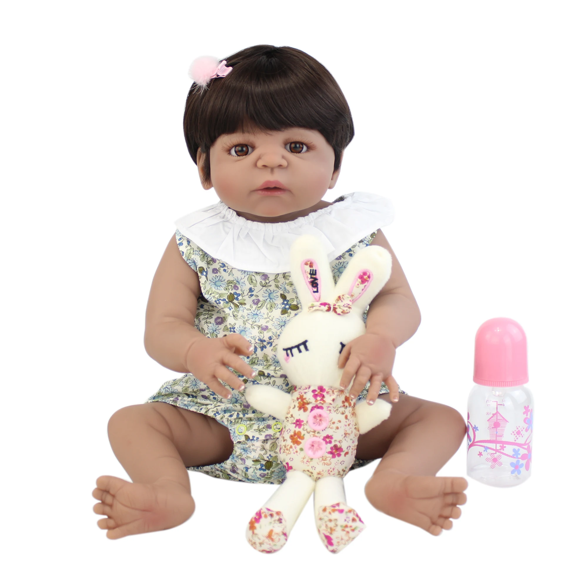 

55cm Full Silicone Body Reborn Doll Like Real Black Skin Newborn Babies Alive Bebe Doll Bathe Toy Girls Bonecas