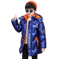 boys down outerwear hooded overcoat winter puffer jackets teenagers windproof cotton coat long sleeve clothes thicken warm tops