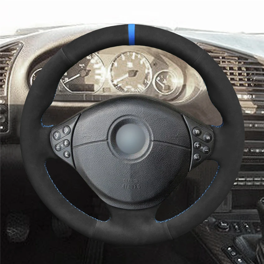 MEWANT Black Suede Car Steering Wheel Cover for BMW M Sport E36 1996-2000 E39 1995-2001 M5 1998-2000 E38 1997-2001 | Автомобили и